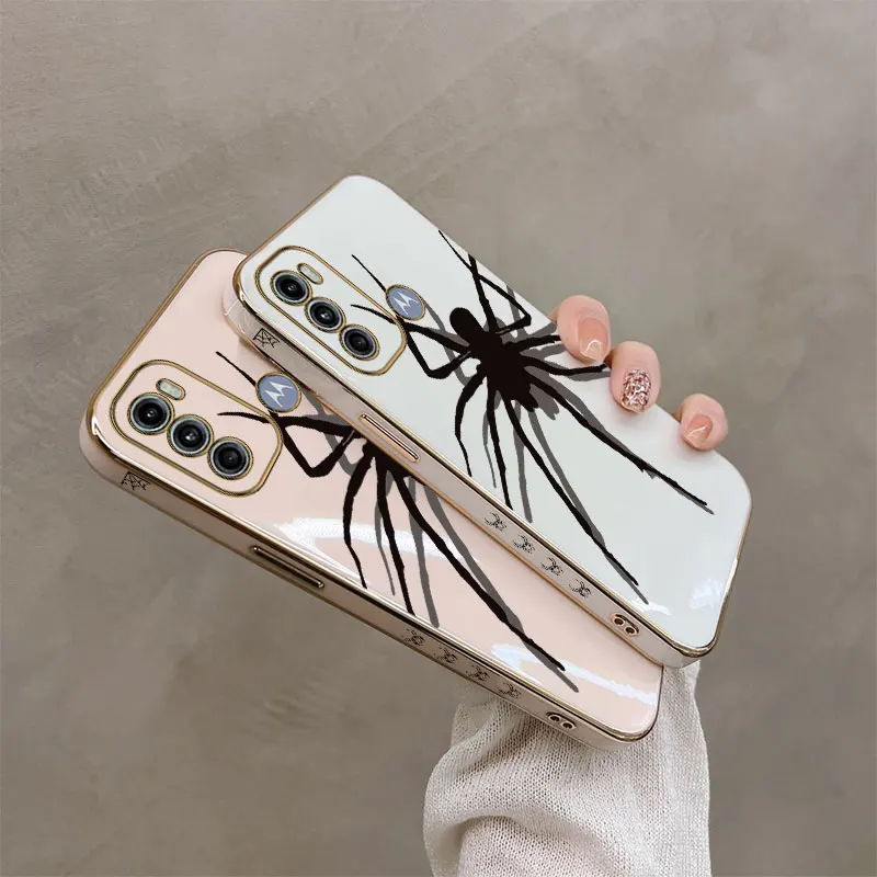 G60 Big Spider Plating Phone Case For Motorola Moto G84 G82 G73 G72 G62 G60S G54 G53 G52 G50 G42 G40Fusion Cover