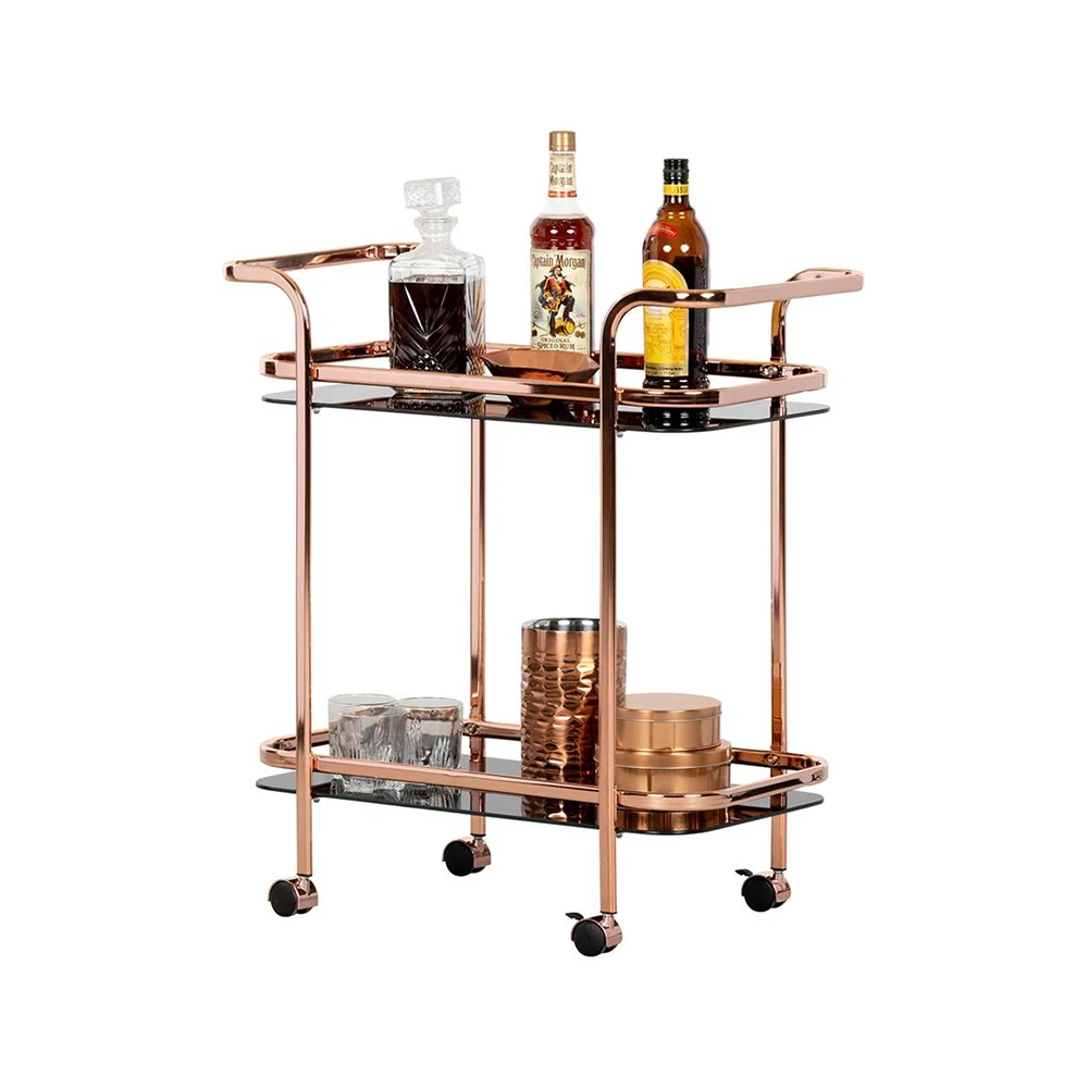 TMG-K28 Commercial Modern Tempered Glass Bar Cart Customized Drinks Trolley For Hotel Supermarket Kitchen Home Bar Dining Use