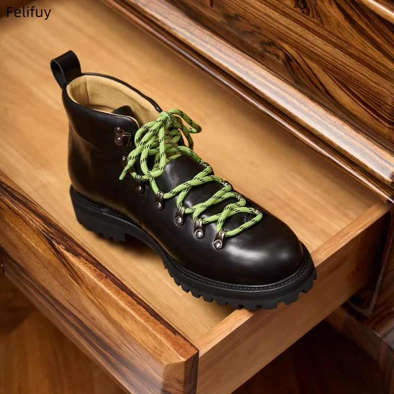 Thick-Soled Derby Shoes for Men Waterproof and Anti-Slip Hiking Shoes British Style High-Top Outdoor Boots Designer Men Shoes