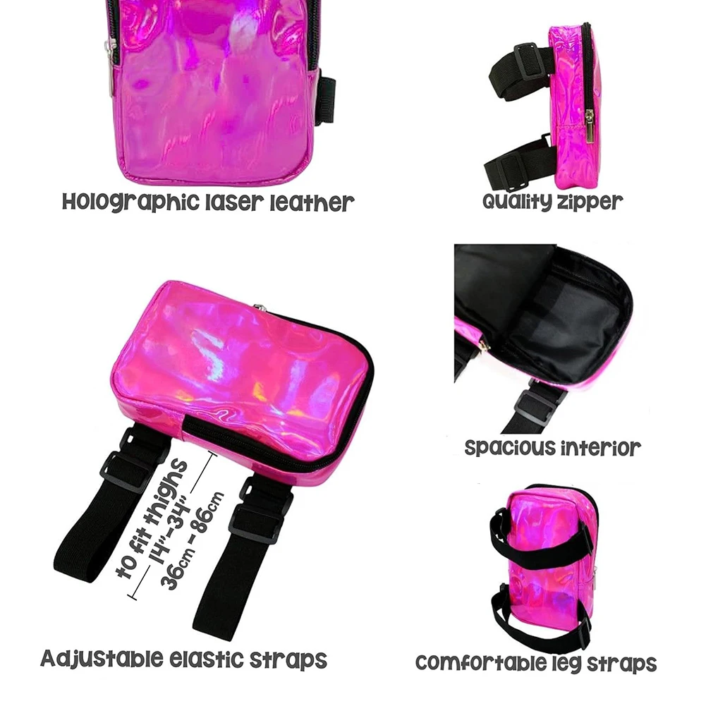 Multi-Color Zipper ThighBag for Women,Holographic Thigh Bag,Adjustables Straps,Waist Pouch forParty Activities,Gifts forBirthday