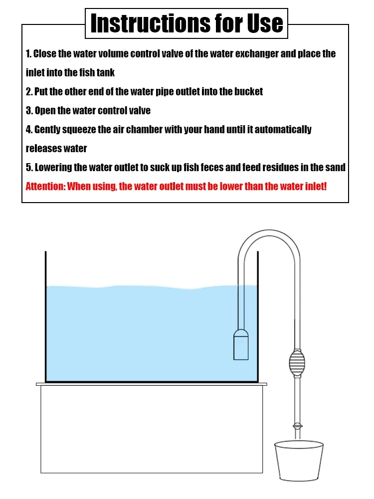 Hand-Siphon Wasserwechsler für Aquarien Sandreiniger Abfallsaugpumpe Reinigungsgerät zur Aquarienpflege entfernt Sedimente und Fischabfälle verbessert die Wassertransparenz einfache Bedienung ohne Strom geeignet für Fi – Detail 18
