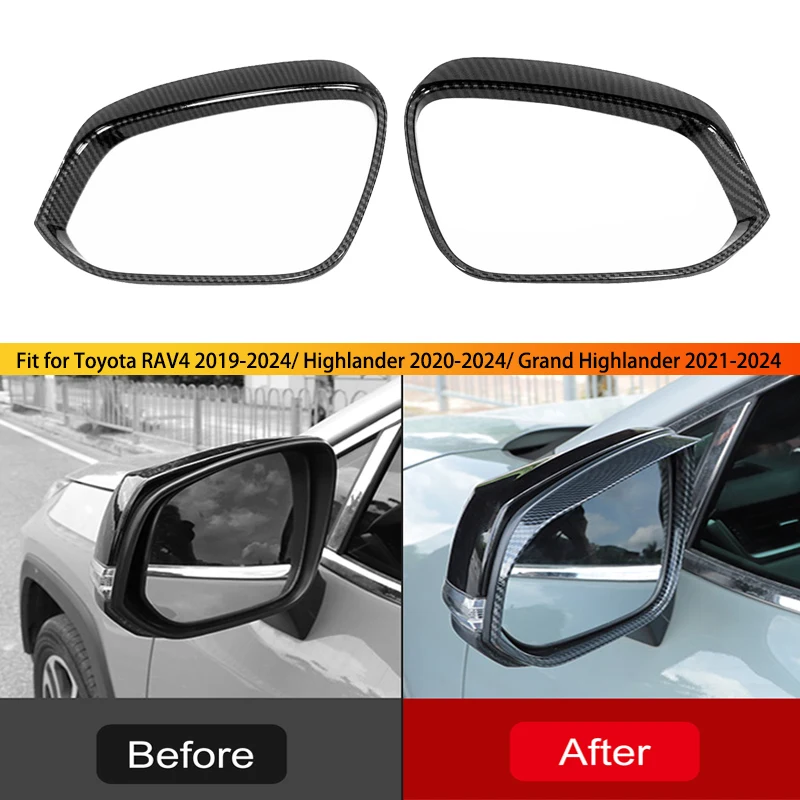 

Для Toyota RAV4 2019-2024 / Grand Highlander 2021-2024 / Highlander 2020-2024: накладки-козырьки на боковые зеркала (защита от дождя), 2 шт.