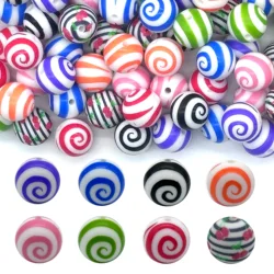 10Pcs/20pcs 15mm Printed Cyclone Silicone Beads Round Christmas Series Silicone Beads DIY Necklace Plastic Pen Beaded Key Chain
