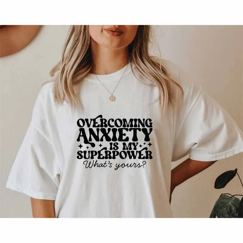 Fashion Women Iron On Print Black Letter Patch On T Shirts DTF Transfer Anxiety Heat Transfer Sticker For Hooding Jacket