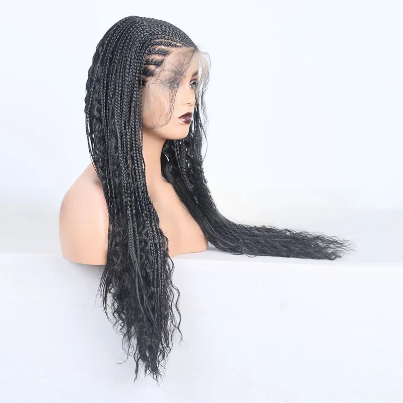 New Afro Dreadlocks 13x6 Lace Front Braided Wig Synthetic Jumbo Braids Wig For Women Transparent Lace Baby Hair Daily Use Wig