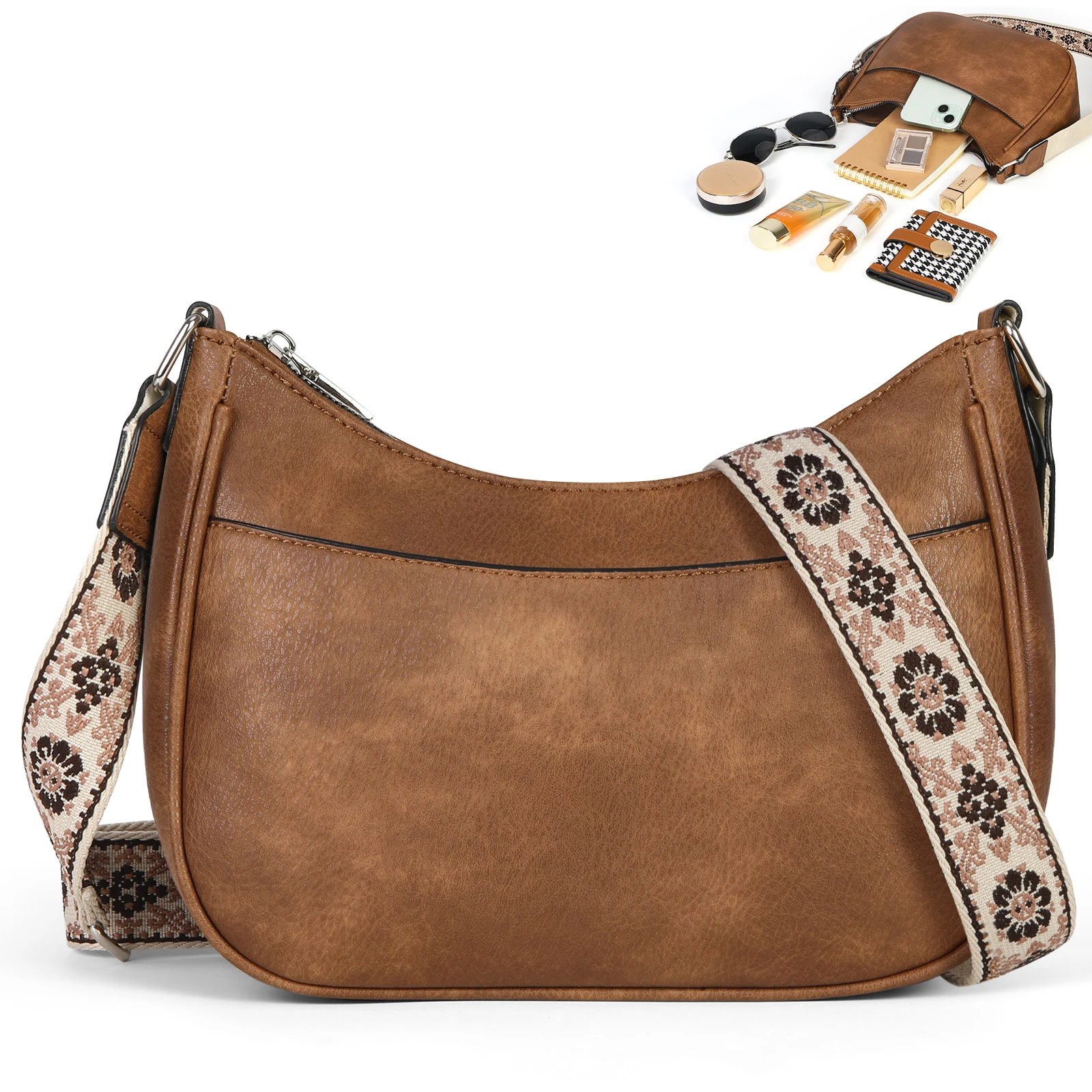 

Crossbody Bags for Women Vegan Leather Crossbody Purse Casual Travel Handbags with Adjustable Wide Strap