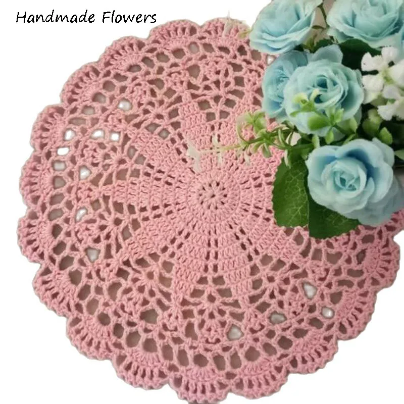 Handmade round cotton Crochet placemat coaster kitchen Christmas flower table place mat cloth Table decoration and accessories