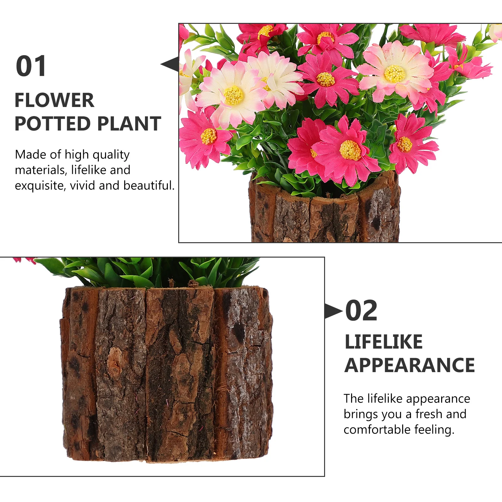 

1Pcs Simulation Flower Potted Plant Artificial Bonsai Desktop Decor Home Office Decoration Lifelike Flower Bonsai Ornament