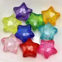50 Mixed Color Acrylic Faceted Star Charm Beads 16/20mm