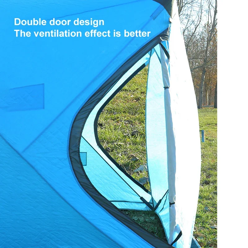 Outdoor Hexagon Sauna Hub Tent Portable Pop Up Custom Cube Hiking Insulated Ice Fishing Tent 6 Person Winter Camping Hot Tent