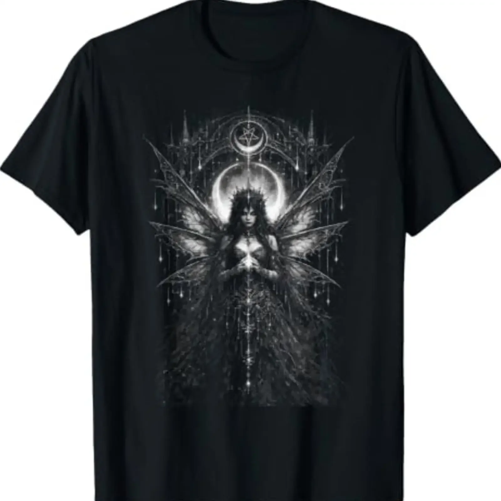 Dark Fairy Gothic Moon Magic Punk Art Fashion Y2K T Shirt vintage Washed Comfortable Stretched fashion Stylish