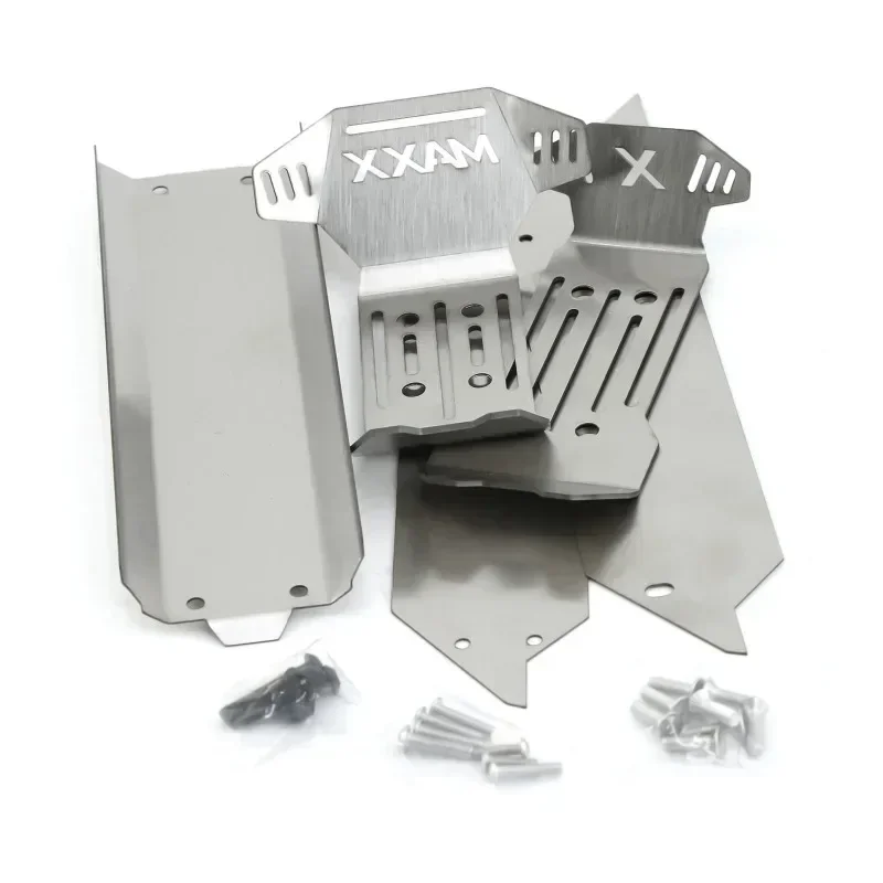 Stainless Steel Skid Plate Kit Chassis Armor Protection Plate for 1/10 RC Monster Car Truck MAXX 89076-4 Upgrade Parts