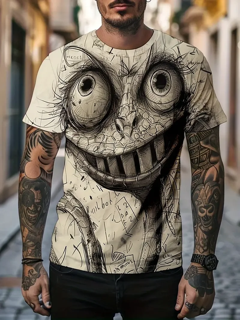 

Мужская забавная футболка больших размеров с животным принтом, повседневные футболки с короткими рукавами, пуловер с круглым вырезом, винтажные футболки, мужская одежда, спортивная одежда