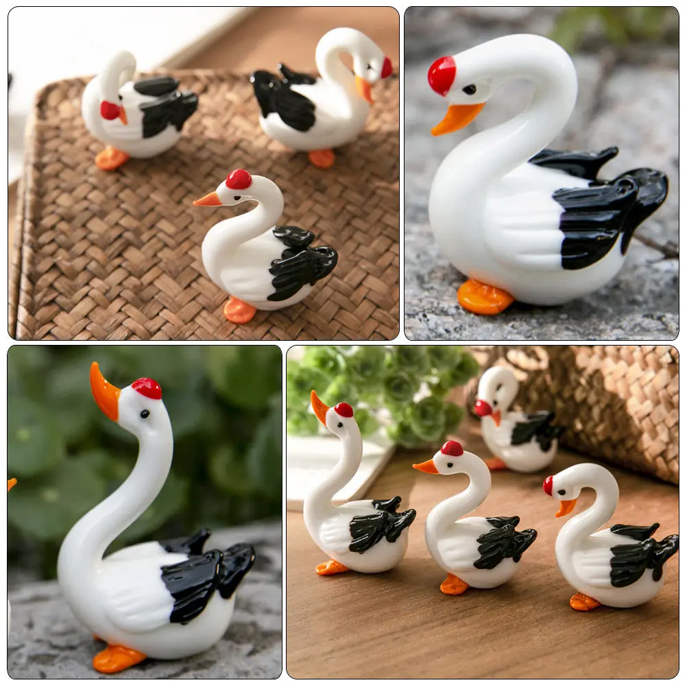 4Pcs Premium Glass Swan Ornament Desktop Home Decoration Tabletop Office Car Interior Dresser Wedding Decor Artistic Gift Idea
