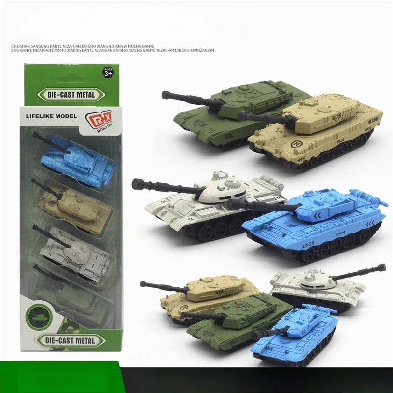 1:64 Alloy Military Vehicle Model 4 Sets, Pull Back Armored Vehicle Fighter Truck Toys Home Decoration Hobby Collection
