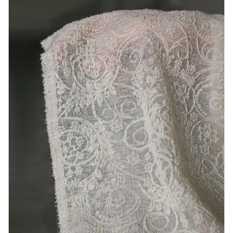 

Льняная жаккардовая кружевная мягкая пряжа для вышивки в стиле ретро, сделай сам, дизайнерская одежда, ткань на метр, материал для шитья своими руками