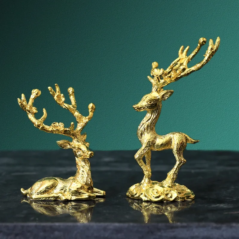 Electroplating Sika Couple Elk Crafts Table Wine Cabinet Decoration