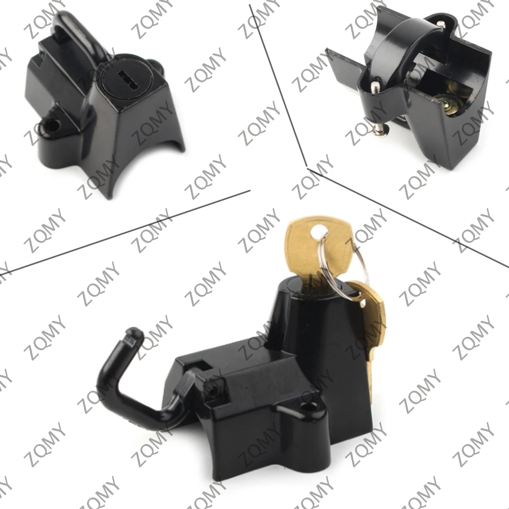 Motorcycle Helmet Lock For Harley Davidson Softail Road King Fat Boy Crusier Chopper Custom Bike with 7/8"- 1 1/4" bar Black