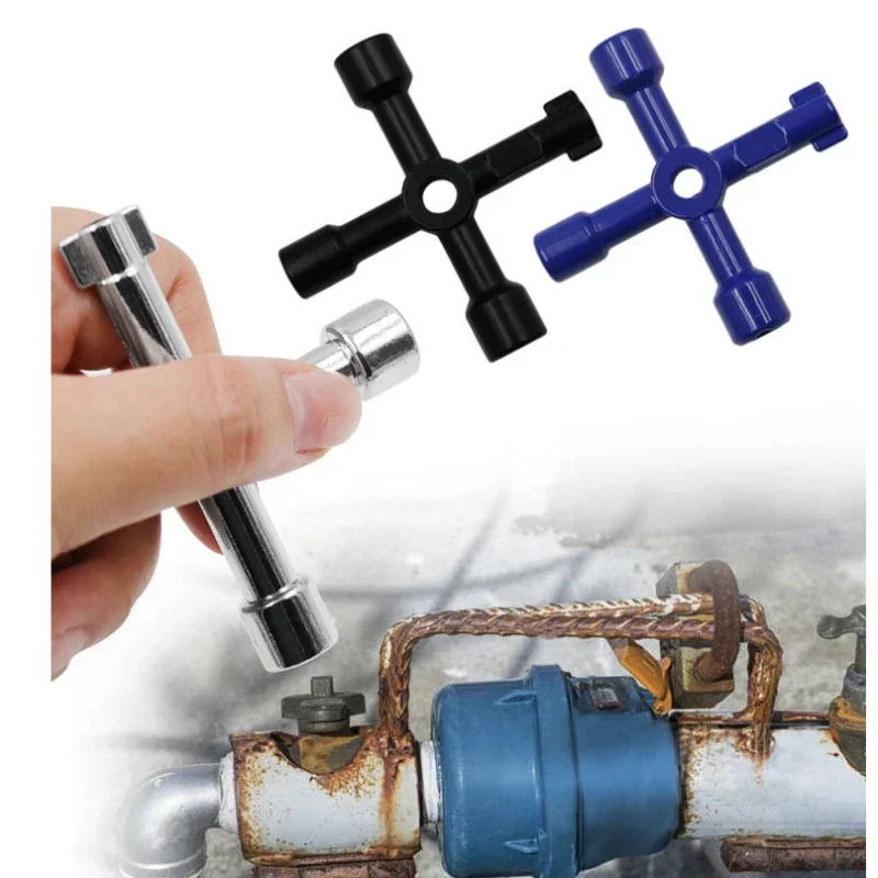 Clé universelle multifonction 4 en 1 en acier inoxydable pour compteur d'eau, de gaz, vanne, ascenseur, armoire (1 ou 2 pièces)