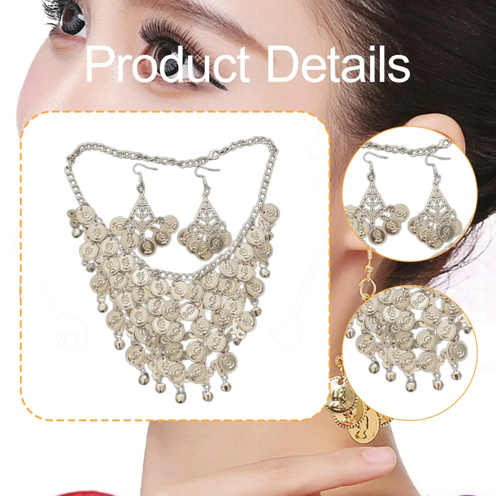 Women’s Jewelry Set Shiny Choker Necklace with Matching Dangle Earrings Luxury Wedding Accessories for Bridesmaid