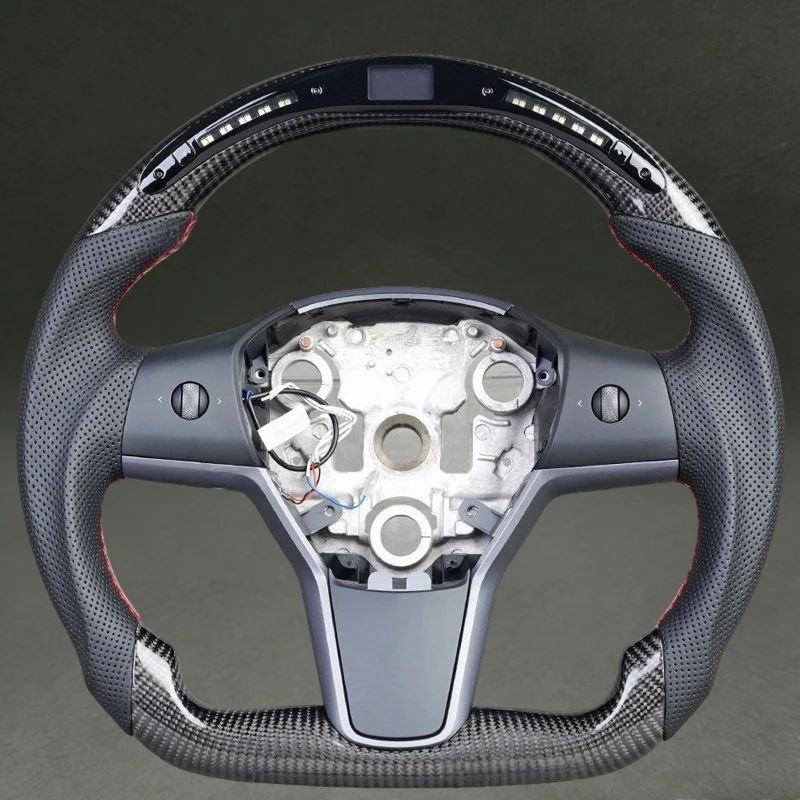 

With LED Display Steering Wheel for Tesla Model 3 Model Y 2019 2021 2020 with Perforated Leather Premium Quality for Model 3