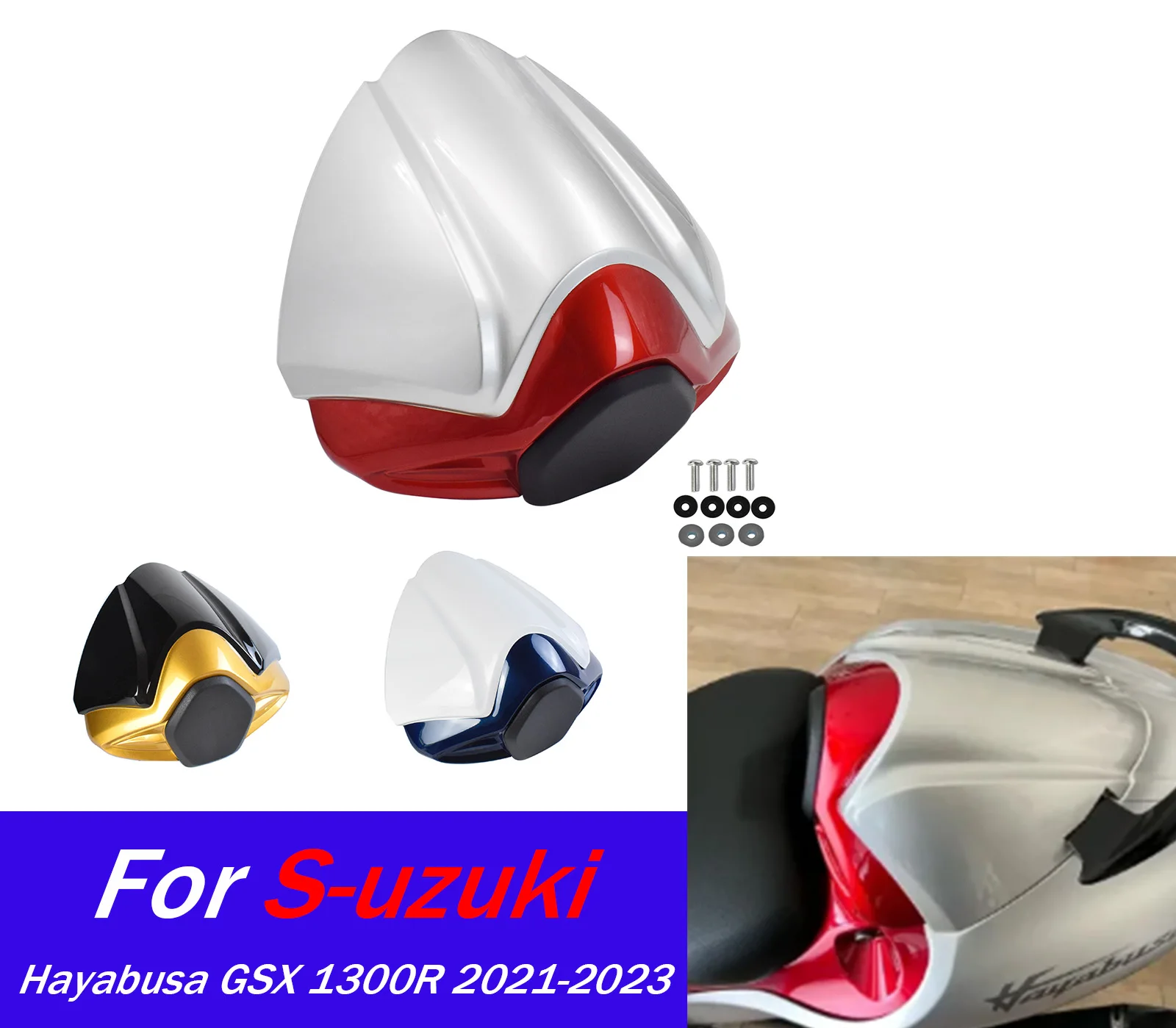 

﻿ Чехол на сиденье мотоцикла, обтекатель для Suzuki Hayabusa GSX 1300R 2021 2022 2023, модель, детали заднего пассажирского сиденья мотоцикла