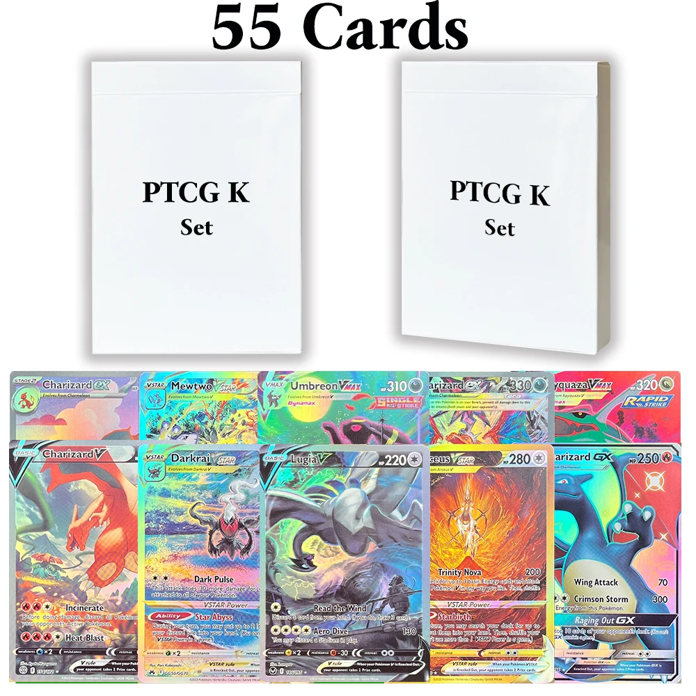 Proxy PKM PTCG-K Set completo di carte foil Arceus&Dialga&PalkiaGX RayquazaVmax Giratina STAR Serena Carte Giocattoli Regali da collezione