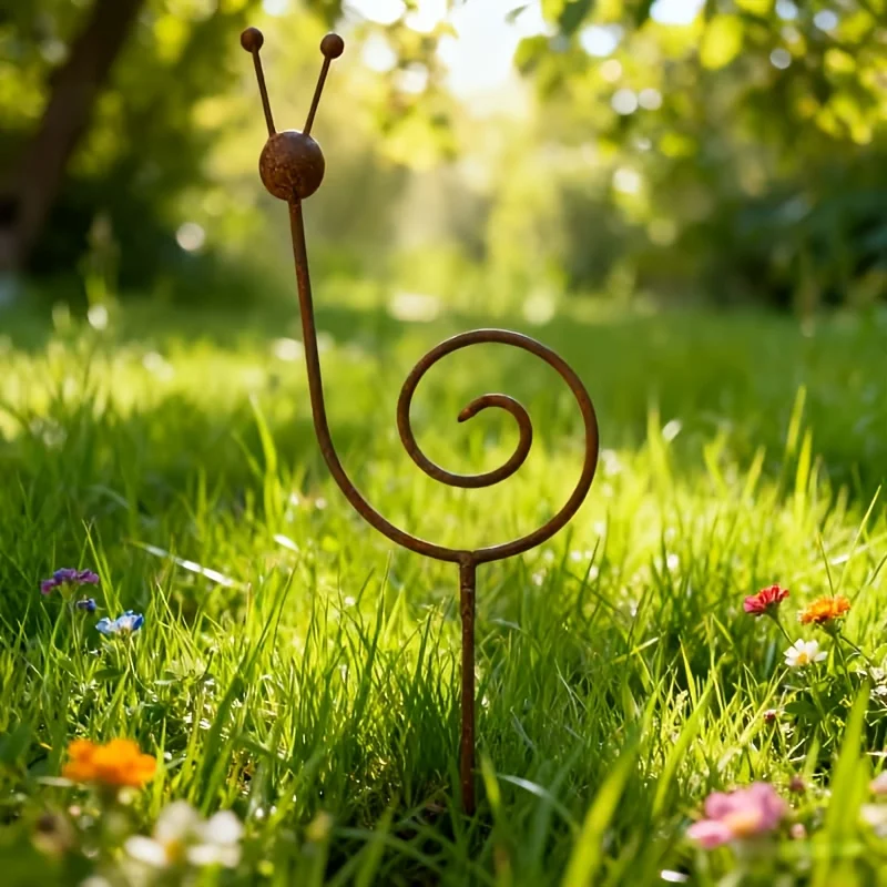 Rustic Metal Snail Garden Stake Rustproof Plant Support Yard Art Ornament for Flower Bed Decor - view 6