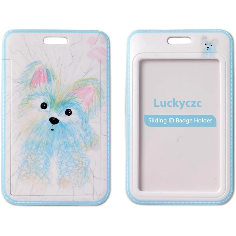 2 ชิ้นผู้ถือป้าย ID แนวตั้ง, ตัวป้องกันบัตรพลาสติกแข็งแบบเลื่อนสำนักงานโรงเรียนพยาบาลบัตรเครดิตบัตรใกล้เคียง (B