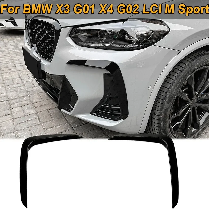 

Front Bumper Splitter Side Canards Fog Light Vent Cover Trim Spoiler For BMW X3 G01 X4 G02 LCI M Sport 2022+ Car Accessories