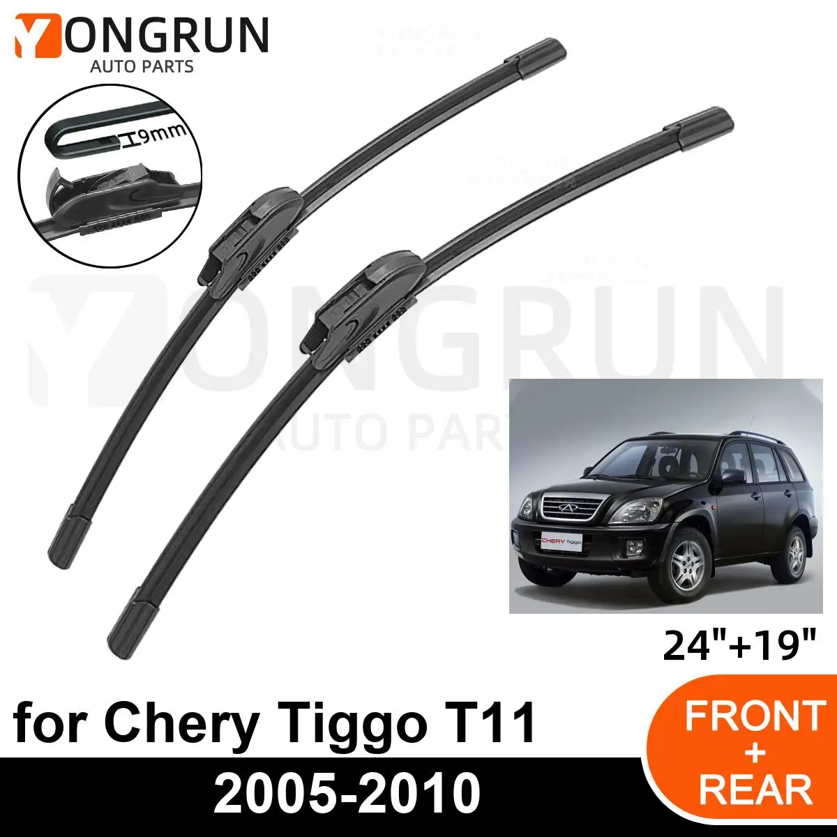 

Car Front Windshield Wipers For Chery Tiggo T11 2005-2010 Wiper Blade Rubber 24"+19" Car Windshield Windscreen Accessories