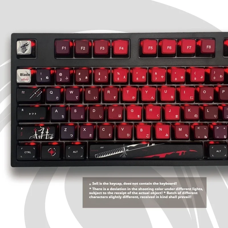 Keycaps a tema Samurai giapponese sublimazione del testo giapponese copritasti per tastiera meccanica personalizzati Pbt trasparenti su quattro lati