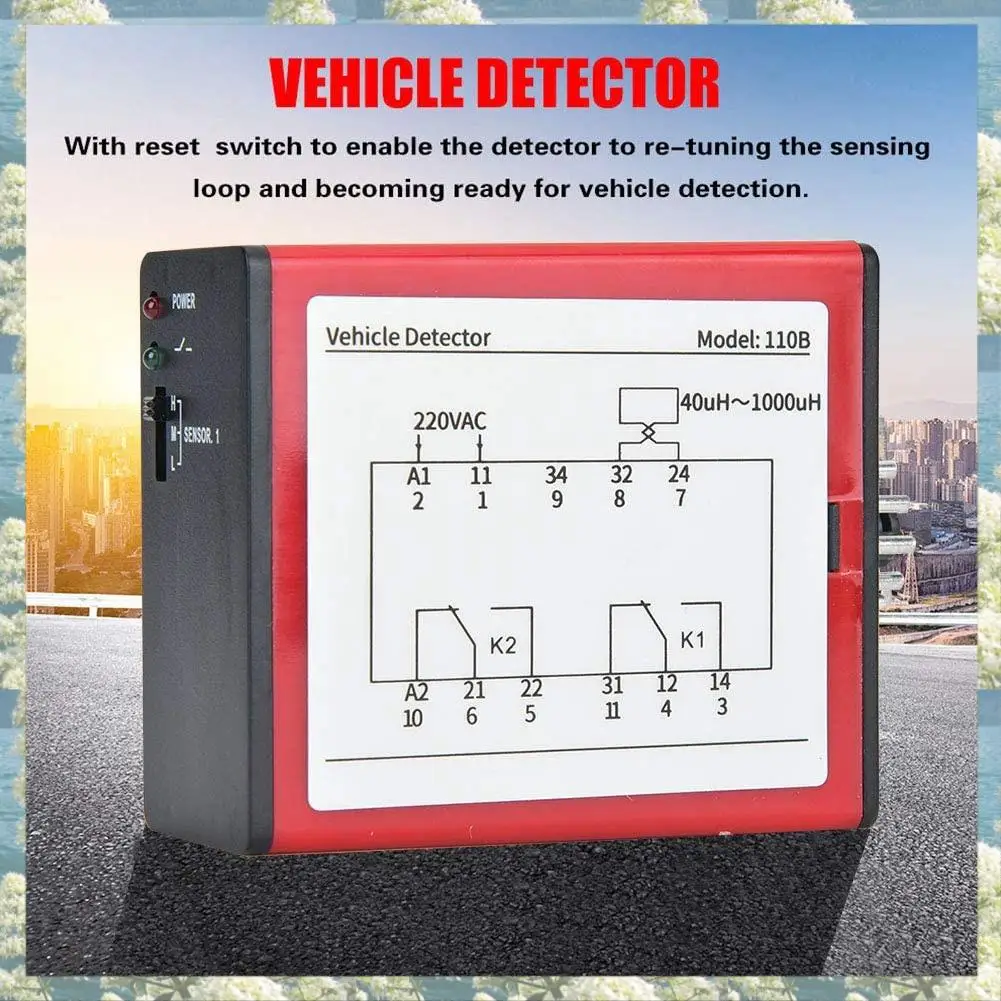 Nowość-110B Detektor pojazdów AC220V Jednokanałowy indukcyjny detektor pętli pojazdu do kontroli dostępu do parkingu samochodowego