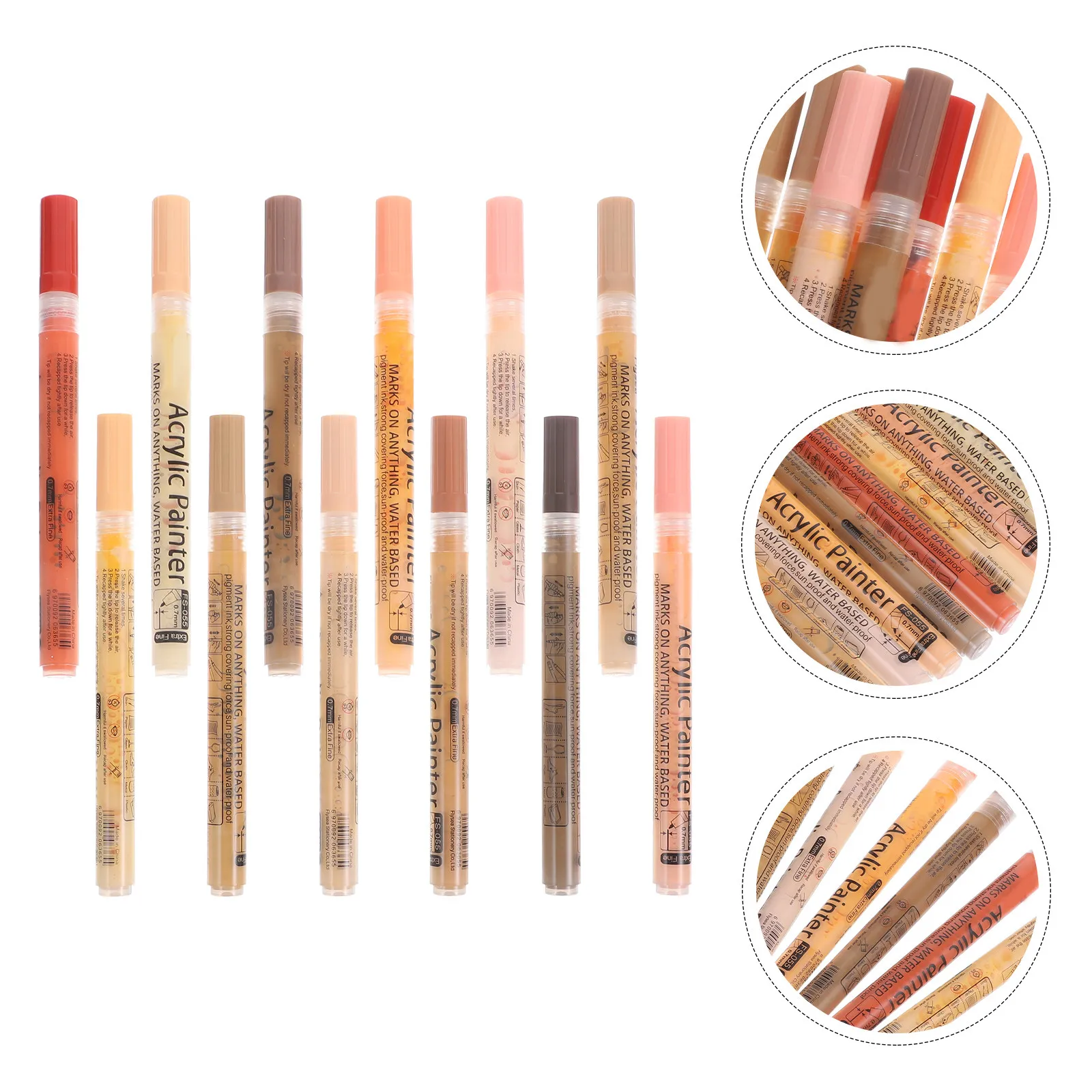 

1Set Skin Tone Paint Makers Acrylic Pens Lightweight Portable for Wood Stone Glass Canvas Fabric Paper Sketching Drawing Art