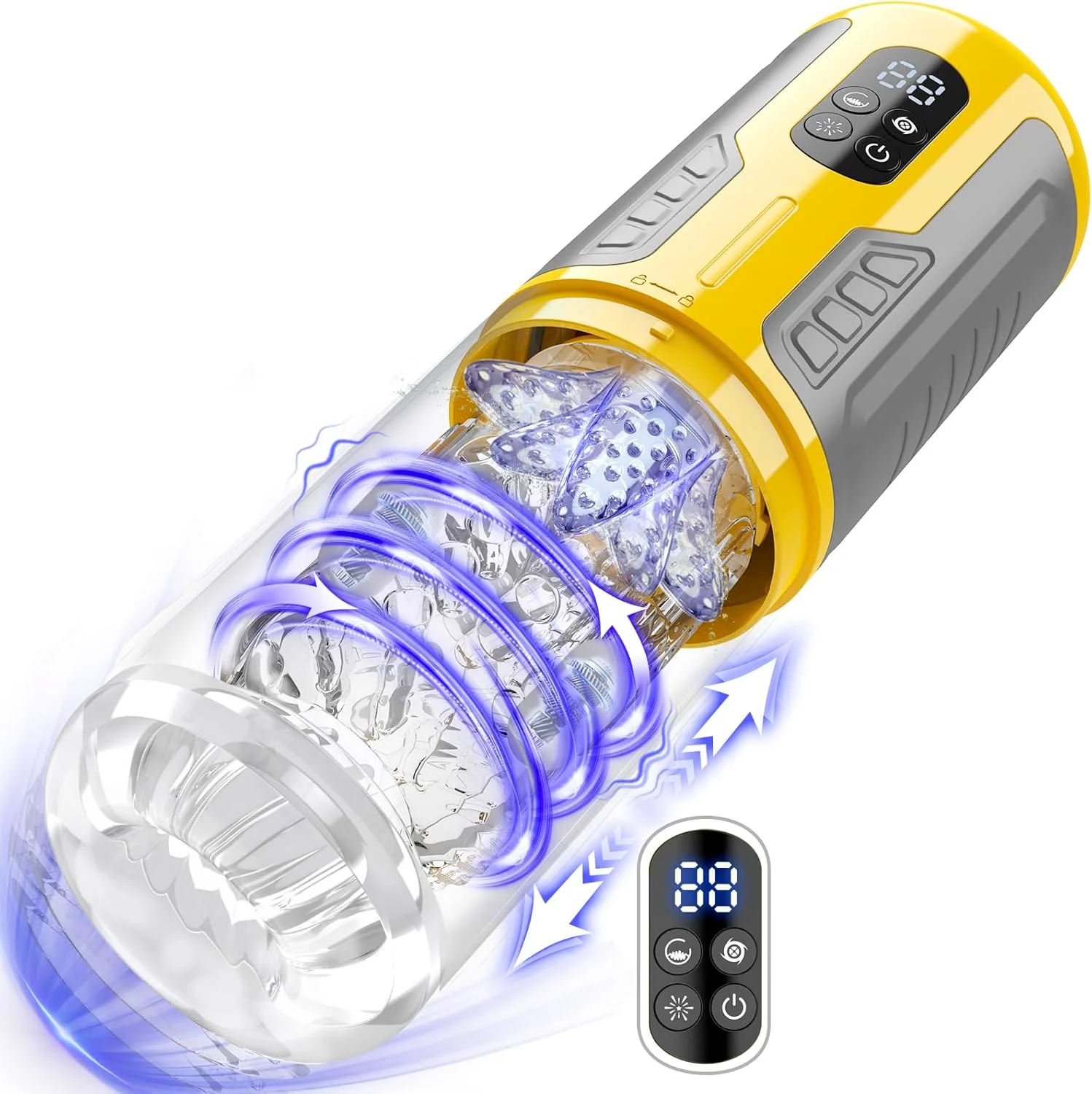 7 Thrusting & Rotating Licking LED Automatic Male Masturbators Pocket Pussy Stroker One-Click Burst Penis Pump Sex Toy for Men