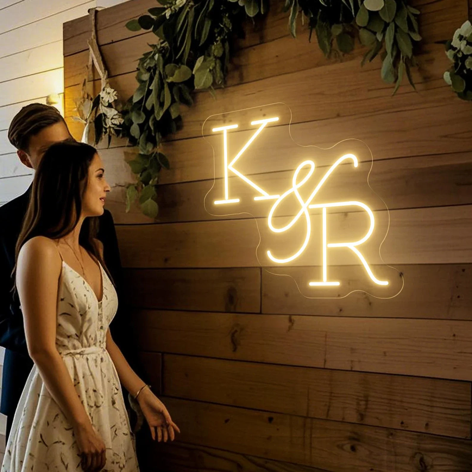 Custom Initials Wedding Neon Sign, Couple Initials Neon Sign, Minimalist Wedding Party Backdrop Wall Decor, Anniversary Gifts