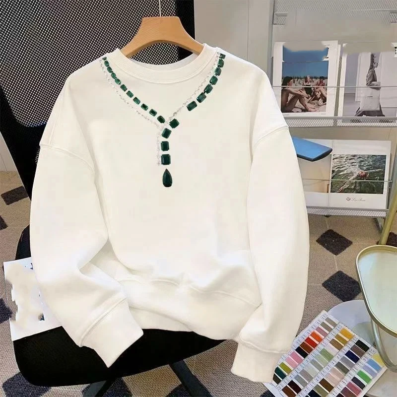 Autumn and Winter Retro Velvet Thickened Loose American Round Neck Long-sleeved Sweatshirt