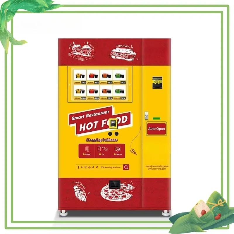 Customizable Hot Food Vending Machine with Built-in Sticker Function