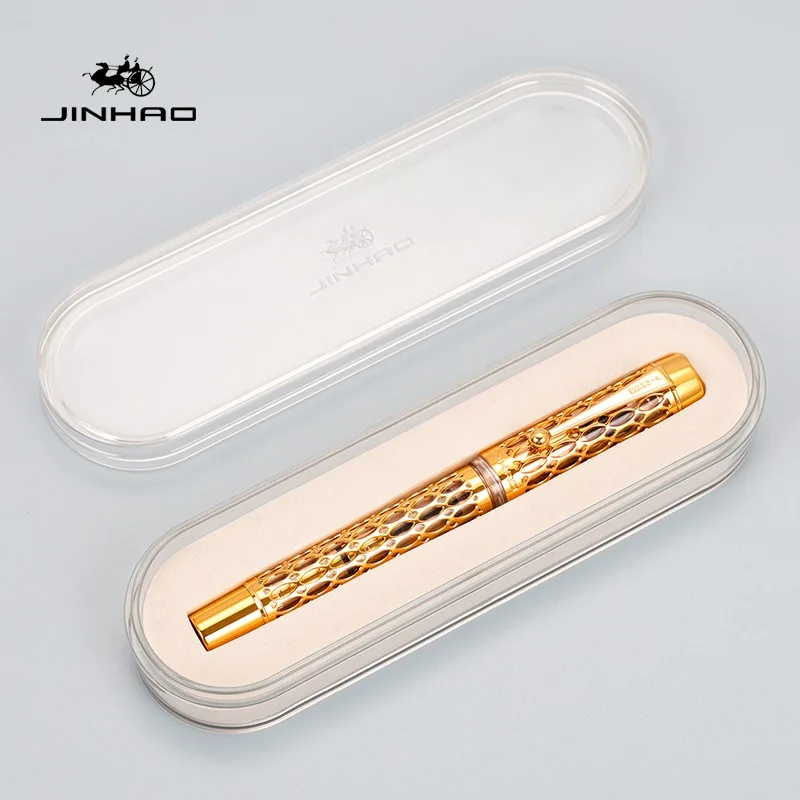 Imagem -04 - Jinhao-centennial Resin Oco Série Caneta-tinteiro Clipe Dourado Negócios Presente do Escritório Papelaria Material Escolar pk 9019 100