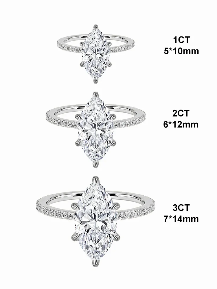 925 فضة بسيط كلاسيكي 2 قيراط ماركيز الزركون خاتم للنساء المشاركة الزفاف الفاخرة عالية الجودة غرامة مجوهرات #6