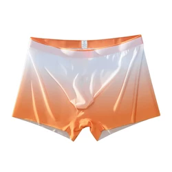 Roupa interior pura de seda gradiente de gelo masculino, cuecas sexy, cuecas ultrafinas respiráveis boxer, calcinhas convexas em U, calcinhas para casa