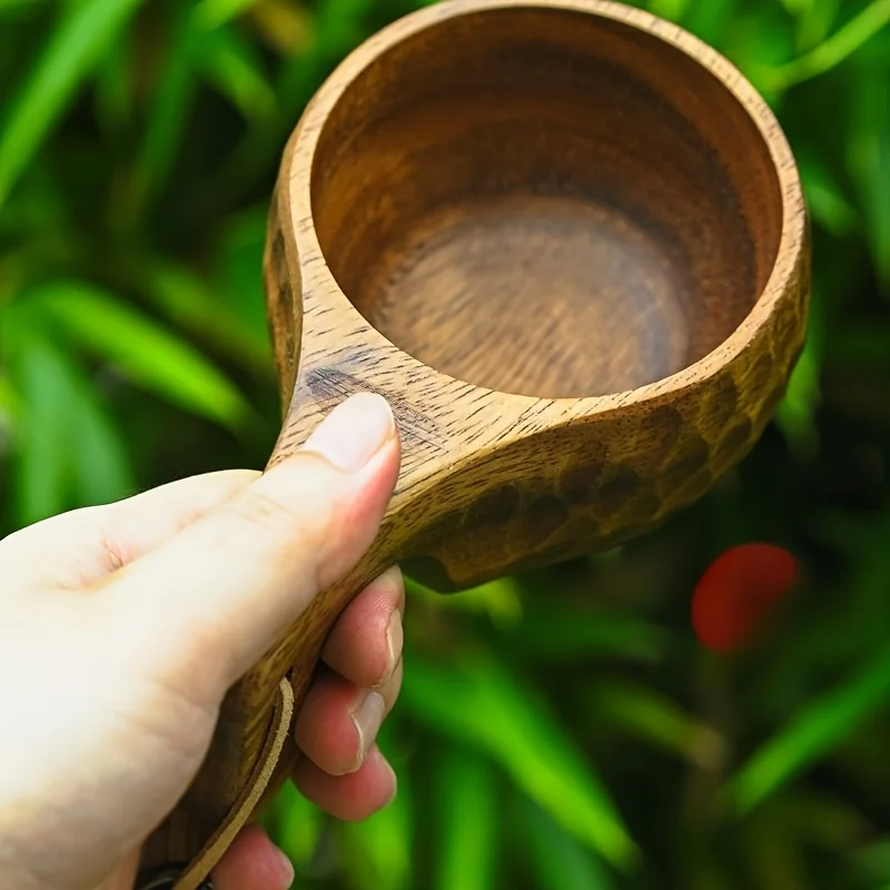 

Handcrafted Walnut Wood Coffee Cup with Handle Portable Teaware for Camping Travel Outdoor Cup Walnut Wood Cup