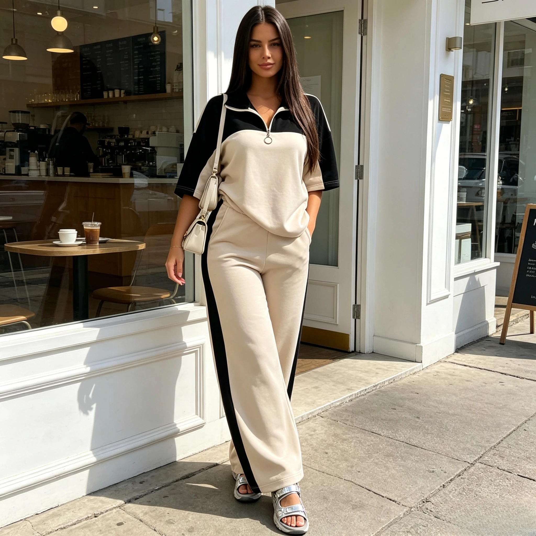 Damski luźny, jesienno-zimowy  – Short Linen Drawstring recenzja i cena