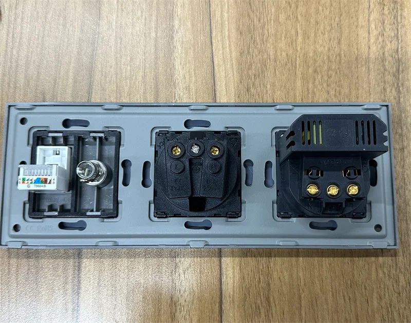 USB Socket EU Standard Wall Sockets with Type C Outlet with TV CAT6 Internet Rj45 Network Connector Glass Panel home improvement