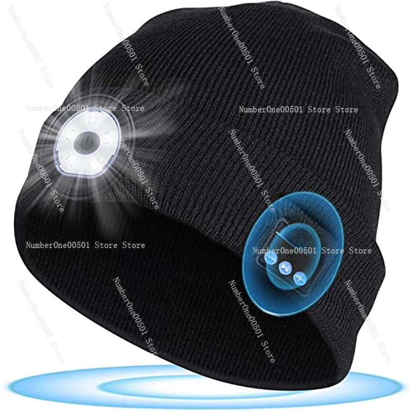 New Wireless Bluetooth Hat Led Light Binaural Music Call Knitted Hat Outdoor Lighting Headset Light