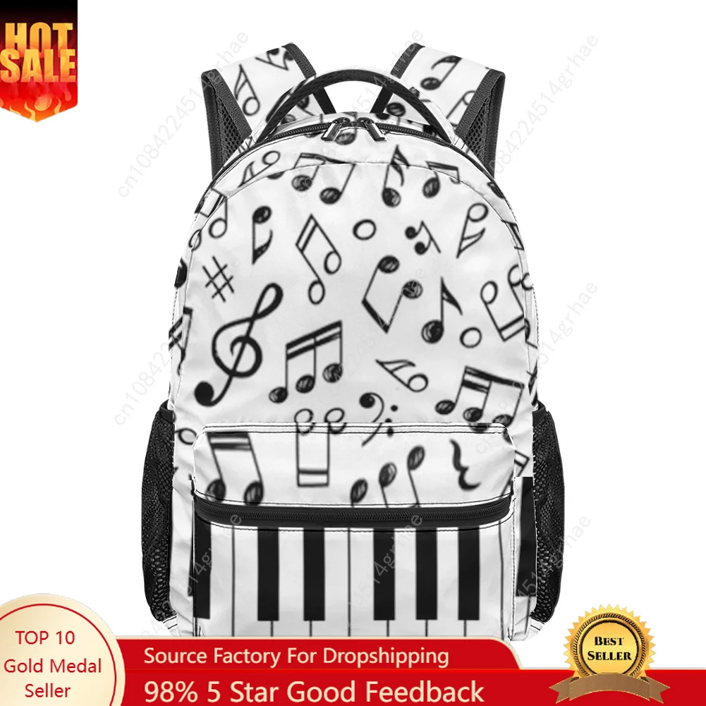 Musical Notes Cartoon Pattern All-over Print Student Backpack Suitable for Travel and Camping Lightweight, and Easy To Clean