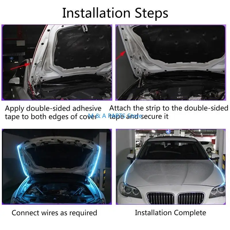 U1JF Universal Car Daytime Running Light Light 180cm Through-type LED Light Strip Decor for Most for Cars