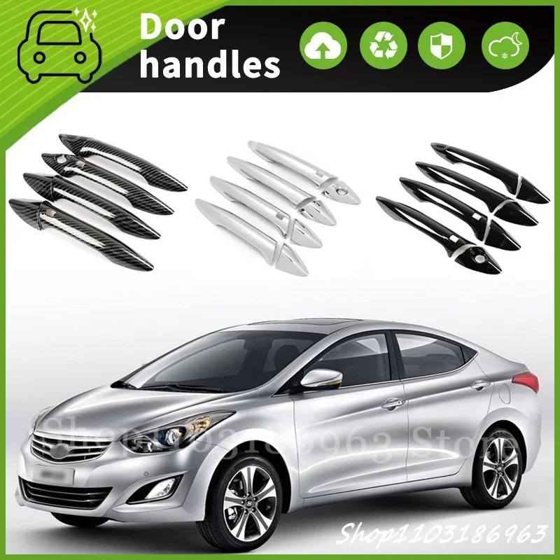 For HYUNDAI ELANTRA 2012- 2016 Gloss Black Chrome Car Door Handle Cover Trim Styling Accessories Car Stickers Auto Accessories