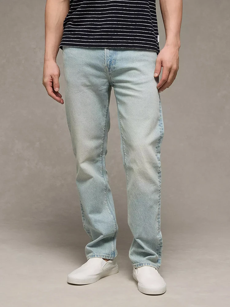 

Мужские джинсы Waed прямого кроя, мягкие, легкие, эластичные, светло-голубые, повседневные, комфортные, современные, со средней/высокой талией, на молнии