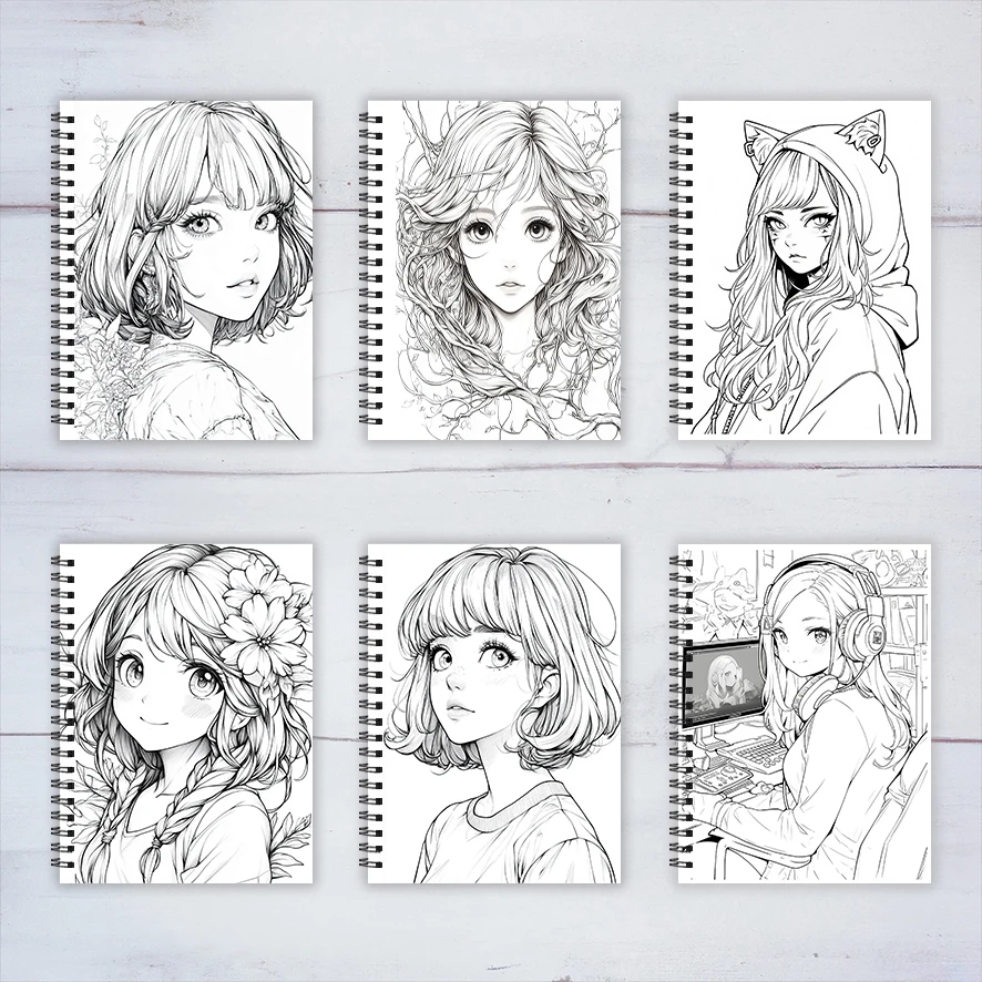 Anime Divas Adult Coloring Book - 8.3x 11.2 Inch 22 Page Coloring Book - Helps Reduce Stress and Ease Emotions